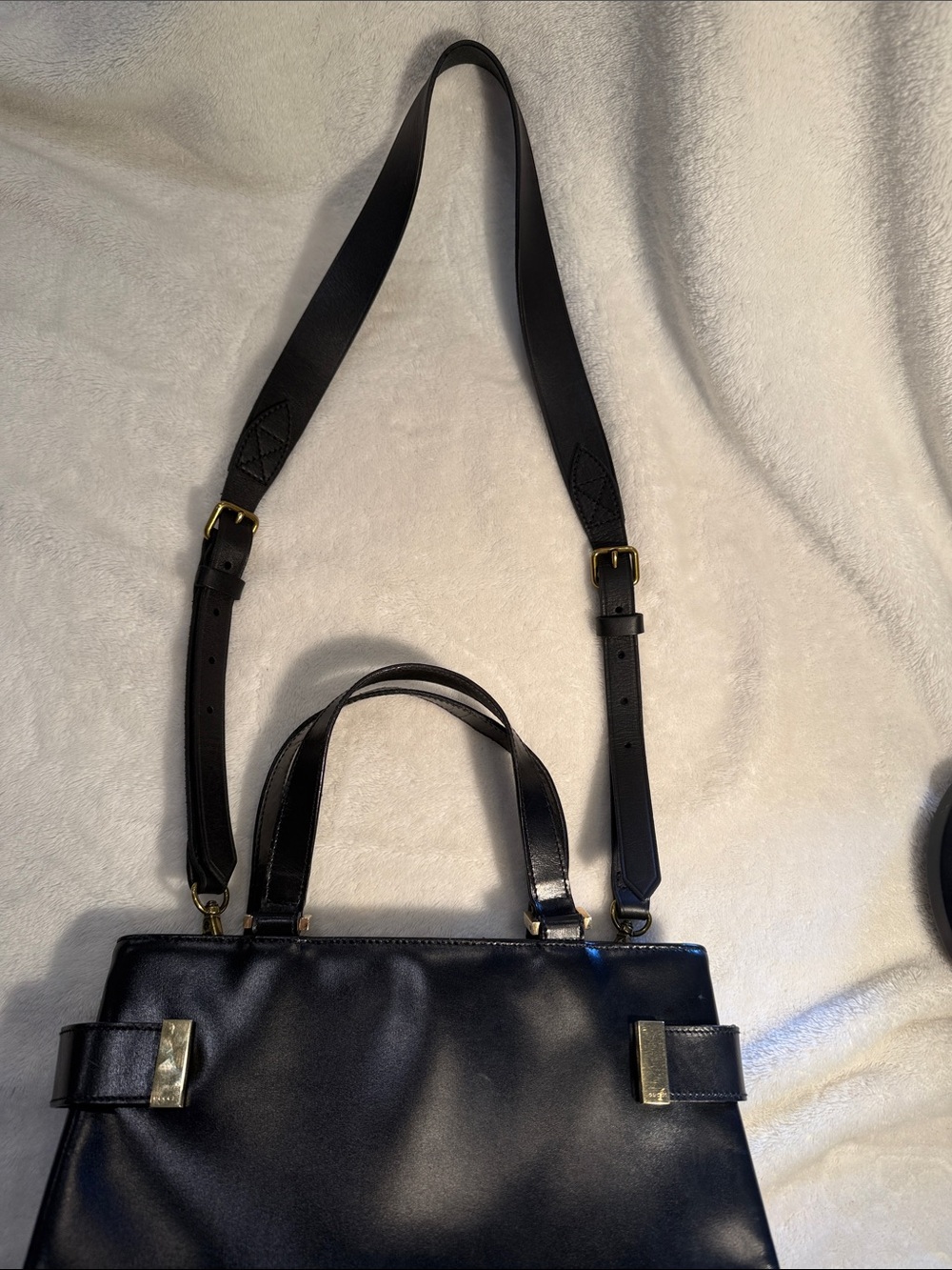 Genuine Gucci Black Leather Tote with Gold Hardware